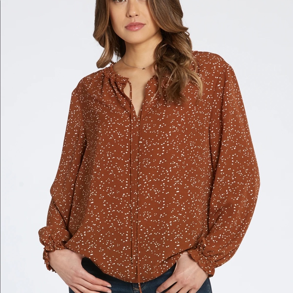 Dear John Emory caramel dot Blouse